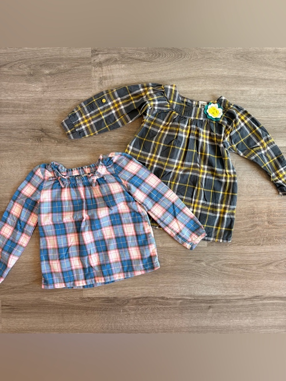 Carter's toddler girls plaid long sleeve tops